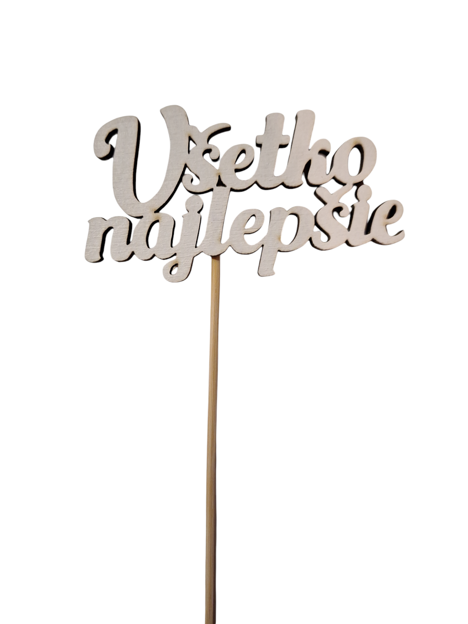 Drevený zápich Všetko najlepšie - biely