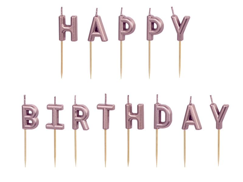 Sviečky Happy Birthday rose gold