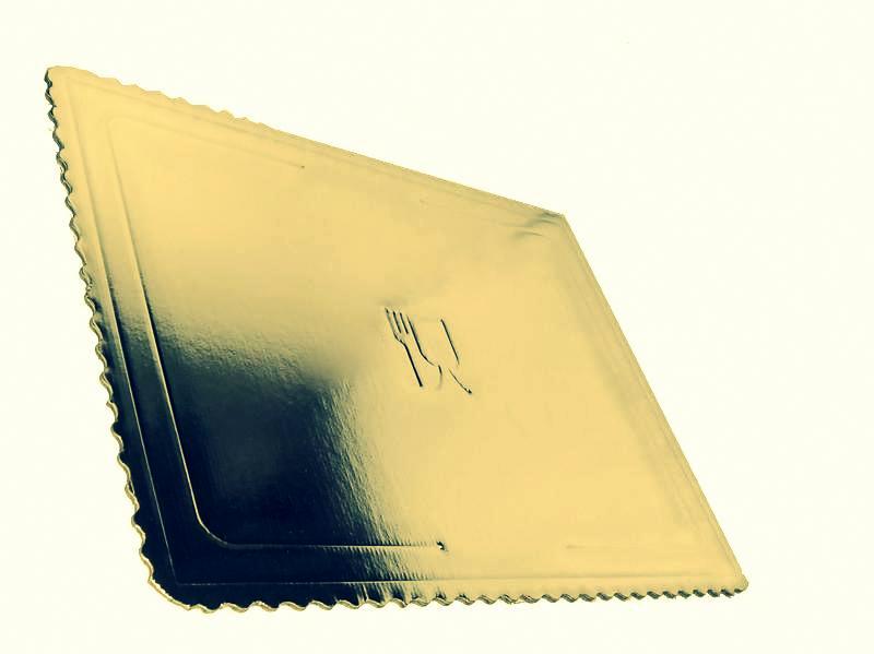 Zlatý lepenkový podnos 40x40 cm, 5 ks