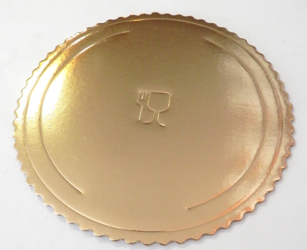Zlatý lepenkový podnos 40 cm, 5 ks