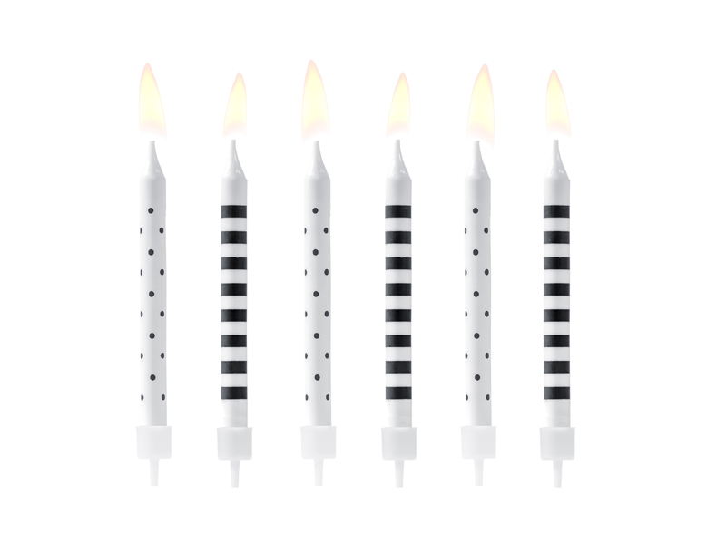 Sviečky bielo-čierne 6 ks