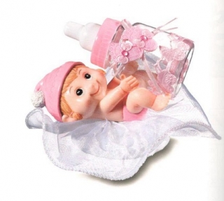 Dieťa s fľaškou ružové