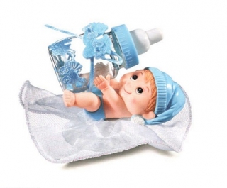 Dieťa s fľaškou modré