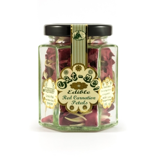 Sušené jedlé kvety v skle Red Carnation 195 ml
