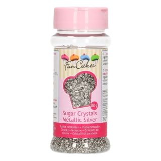 FunCakes metalický cukor strieborný 80g