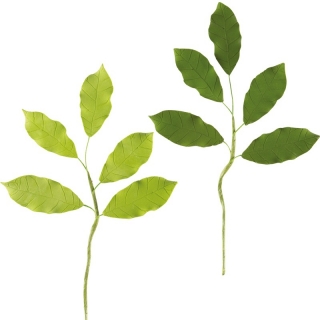Dekorácia - listová vetvička zelená 9cm 1ks